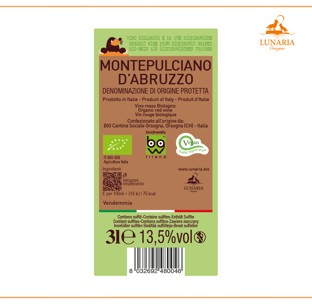 Bag in Box Lunaria Bib Orsogna Montepulciano d’Abruzzo Dop Biologico