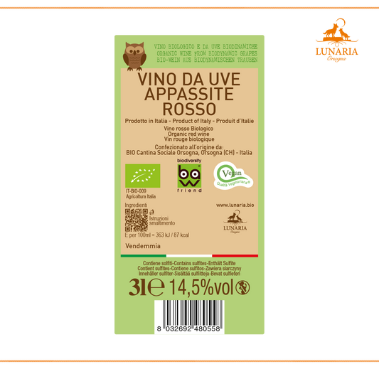 Bag in Box Lunaria Bib Orsogna Rosso da Uve Appassite Biologico