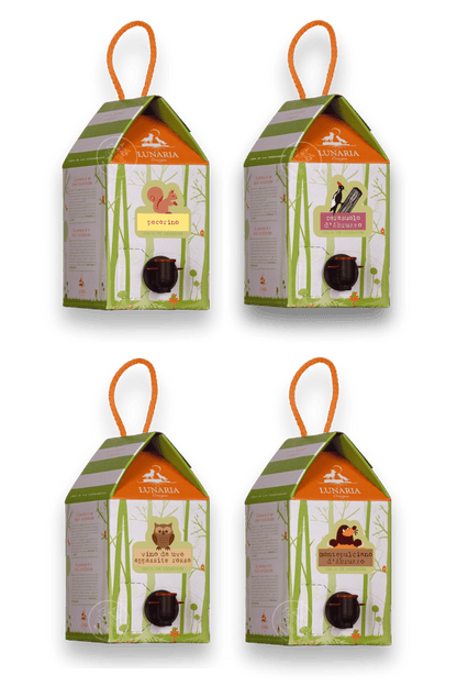 Cartone Misto da 4 Bag in Box Lunaria Orsogna Montepulciano, Rosso da Uve Appassite, Cerasuolo e Pecorino
