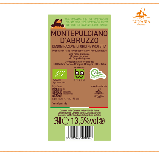 Bag in Box Lunaria Bib Orsogna Montepulciano d’Abruzzo Dop Biologico