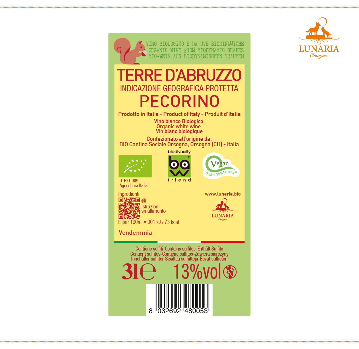 Bag in Box Lunaria Bib Orsogna Pecorino Terre d’Abruzzo Igt Biologico