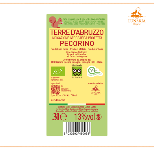 Bag in Box Lunaria Bib Orsogna Pecorino Terre d’Abruzzo Igt Biologico